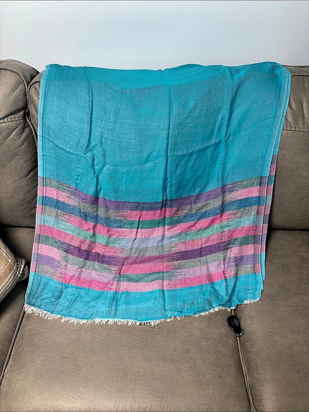 Striped Scarf in Blue & Pink Like New 70x 30